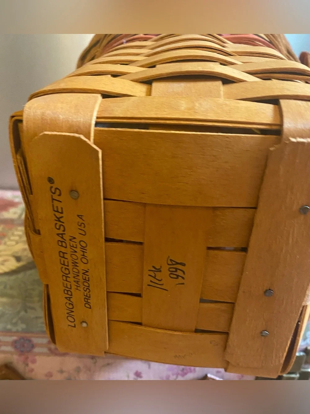 Vintage 1998 Longaberger Snapdragon Basket Cottagecore Farmhouse Decor